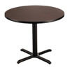 National Public Seating Cafe Table "X" Base 30" Height 36" Round Mahogany Top