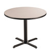 National Public Seating Cafe Table X Base 30" Height 36" Round Grey Nebula Top