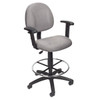 Boss Office Products Adjustable Arm Drafting Stool With Footring, Grey