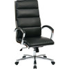 Worksmart High Back Executive Faux Leather Chair, Padded Arms, Chrome Base