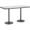 Kfi 36 X 72" Square Table With Crisp Linen Top, Silver Base, Bistro Height