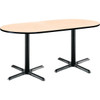 Kfi 30 X 72" Racetrack Pedestal Table With Natural Top, Black X-Base