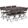 67.5 In. Plastic Tabletop Plastic Seat Folding Table And Chair Set (Brown)
