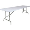 Carnegy Avenue 96 In. Plastic Tabletop Metal Frame Folding Table (Granite White)