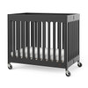 Foundations Compact Boutique Folding Crib, Slatted Foam Mattress, Ebony