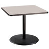 National Public Seating 36"Sq Cafe Table 30"H Round Base Grey Top Black Frame