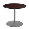 National Public Seating 36"R Cafe Table 30"H Round Base Mahogany Top Grey Frame