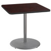 National Public Seating 36"Sq Cafe Table 36"H Round Base Mahogany Top Grey Frame