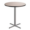 National Public Seating 36" Round Cafe Table 42"H, X Base Grey Top, Grey Frame