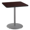 National Public Seating 36"Sq Cafe Table 42"H Round Base Mahogany Top Grey Frame