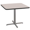 National Public Seating 36"Sq Cafe Table 30"H, X Base Grey Top, Grey Frame