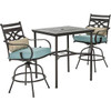 Hanover Montclair 3-Piece High-Dining Set In Ocean Blue 33" Square Table