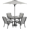 Cape Soleil Richmond 5-Pc Dining Set 38" Slat Bar Table W/4 Chairs, Gunmetal