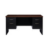 Hirsh 24dx60w Double Pedestal Office Desk Credenza Arch Pull Handle Black/Walnut