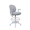 White Frame Gray Fabric Drafting Height Ergonomic Chair With Flip Up Arms