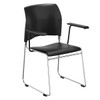 National Public Seating Cafetorium Plush Vinyl Stack Chair W/Arms, Black