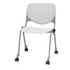Kfi Seating Kool Stack Chair, Casters, Light Gray Back, White Seat