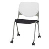 Kfi Seating Kool Stack Chair, Casters, White Back, Black Seat