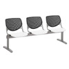 Kfi Seating Kool 3-Seat Reception Bench, Black Backs, White Seats