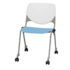 Kfi Seating Kool Stack Chair, Casters, White Back, Sky Blue Seat
