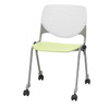 Kfi Seating Kool Stack Chair, Casters, White Back, Lime Green Seat