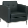 Office Star Products Wall Street Armchair, Black Faux Leather