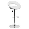 Flash Furniture Contemporary White Vinyl Rounded Back Adjustable Barstool With Chrome Base