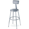 National Public Seating 19 -27 Inch Height Adjustable Heavy Duty Vinyl Padded Steel Stool With Backrest, Grey