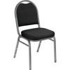 National Public Seating Black Fabric Crown Back Stack Chair Silver Frame