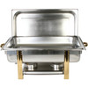 Thunder Group 8 Quart Gold Accented Oblong Chafer