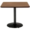 Kfi 42" Square Pedestal Table With River Cherry Top, Round Black Base