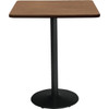 KFI 42" Square Pedestal Table W/River Cherry Top, Round Black Base, Bistro Heig
