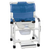 Mjm Wide Shower Chair With Commode Pail And Slide Out Footrest Royal Blue