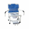 Mjm Wide Shower Chair With Pail Footrest And Double Drop Arms Royal Blue
