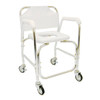 DMI Rolling Shower And Commode Chair, 3-In-1 Transport Chair With Rear Locks, 250 Lb Capacity, White