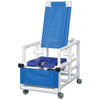 Ipu Deluxe Reclining Shower Commode Blue Soft Seat In Blue