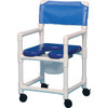 Ipu Shower Commode Chair Soft Seat, Seat Belt/Swing Arm Left, Linen, Blue Seat