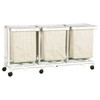 Ipu Jumbo Triple Hamper With Foot Pedal Cap Linen Mesh