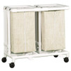 Ipu Standard Double Hamper With Foot Pedal Cap Linen Mesh