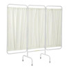 R&b Wire 3 Panel Stationary Privacy Screen Room Divider, Antimicrobial Cream Vinyl Panels
