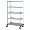 Quantum Storage Systems 4-Wire/1 Solid Shelf Mobile Cart 24w X 36l X 69h Inch - Chrome
