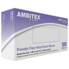 Ambitex Vinyl Powder-Free Exam Gloves, Small, Clear, 4 Mil., Package Of 100