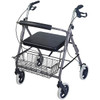 DMI Lightweight Rollator Walker, Extra Wide Seat/Backrest, Supports 375lbs