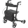 Healthsmart Rollator Walker With Seat And Backrest, 8 In. Wheels, 300 Lb Capacity, Black