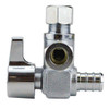 Apollo 1/2" Chrome Brass Pex-B Barb X 3/8" Dual Outlet 1/4-Turn Angle Stop Valve