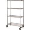Quantum Storage Systems Mobile Cart W/ Label Holders 48"W X 18"D X 69"H Chrome