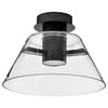 SATCO Edmond 14" LED Semi Flush With Clear Glass, 3000k, 12 Watts, Matte Black