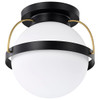 Satco Lakeshore 1 Light Flush Mount Fixture With White Opal Glass, Matte Black