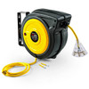 Reelworks Retractable Extension Cord Reel, 3 Grounded Outlets, 12/3, 15 Amp, 50'