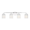 Generation Lighting Eisele 33.75" 4-Light Chrome Vanity Light, Clear Ribbed